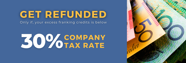 An image highlighting the benefit of getting refunded if your franking credits is below the 30% company tax rate.